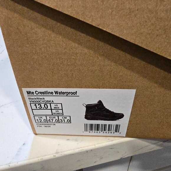 Vans MTE Crestline Waterproof Black Hiking Boots Shoes Men's Size 13 NEW - Picture 9 of 9